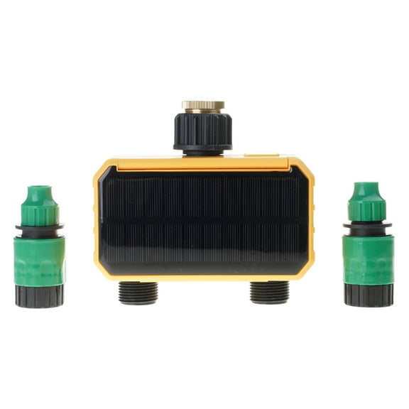 Solar Powered Automatic Water Timer with Double Valves Digital Water Timer for Garden Sprinkler And Drips Irrigation