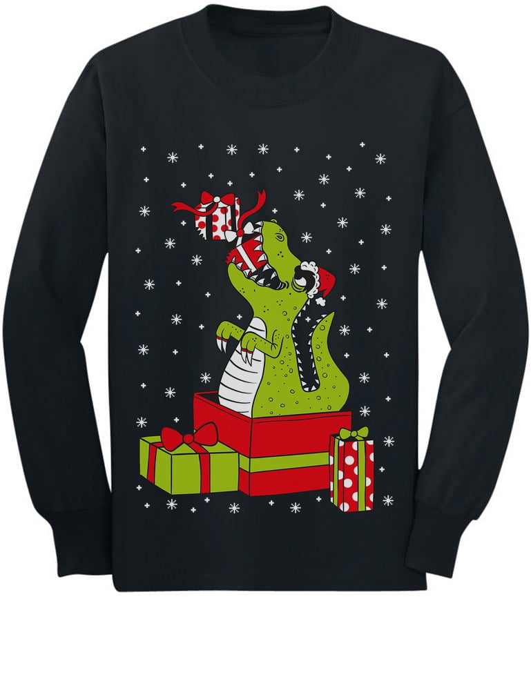 Ugly Christmas Sweater Style Funny Trex Kids Sweatshirt 