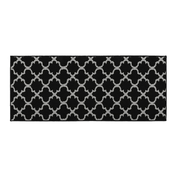 Evideco Wool Effect Anti-Fatigue Washable Kitchen Runner Mat, 48” x 20”, Black Gray