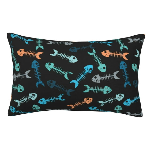Balery Little Fish Skeleton Funda de Cojín Estampada, Regalos para Mujeres, Regalos de Amor para Ella, Regalos para Novia o Esposa, Funda de Almohada-16"x24"