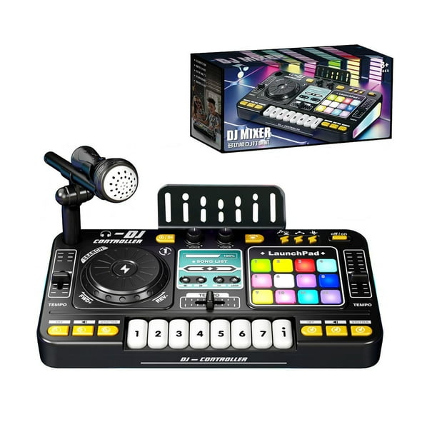 Reproductor de discos DJ multifuncional con Bluetooth, luz, música, percusión, piano electrónico, instrumentos musicales para niños, juguetes