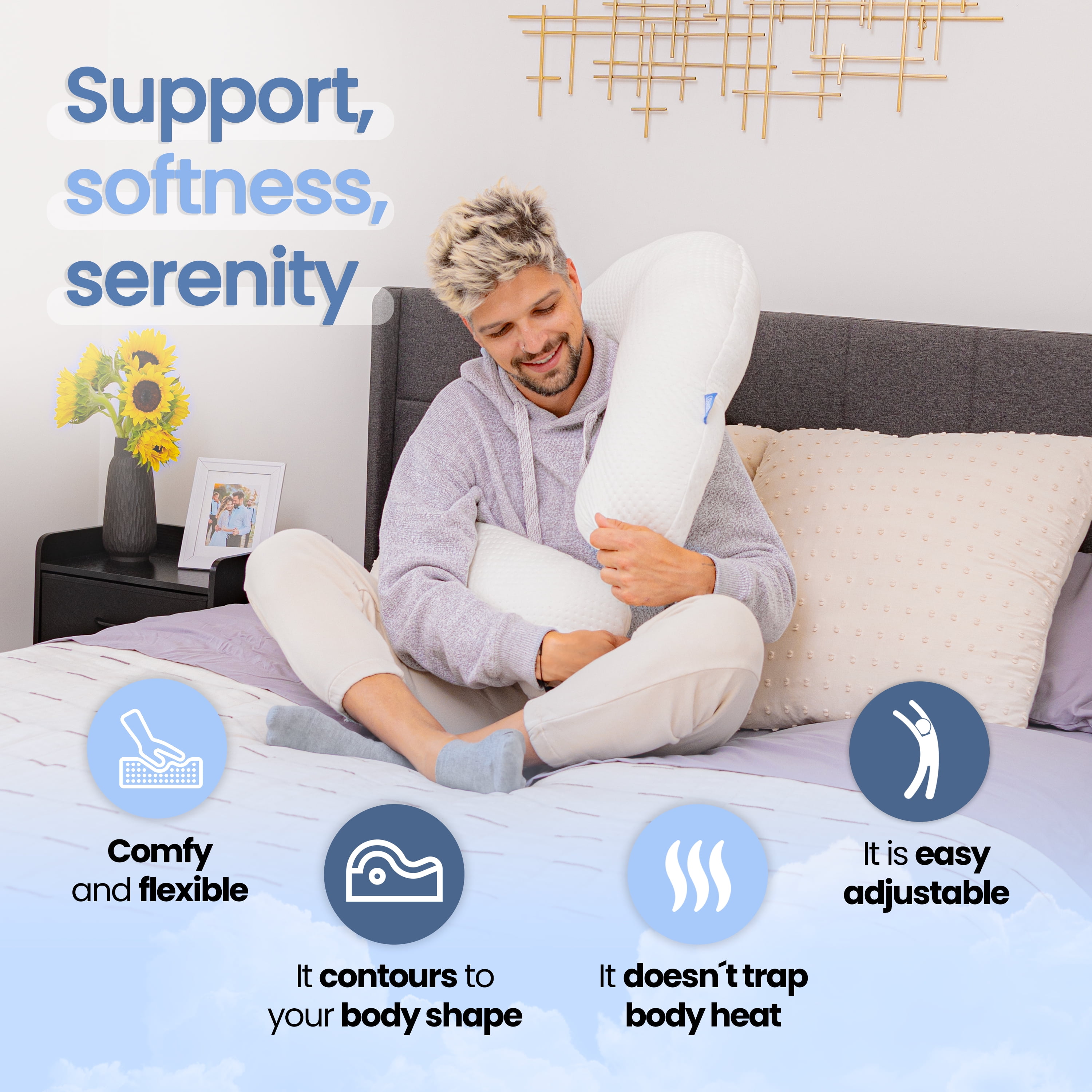 Contour Swan Orthopedic Side Sleeper Pillow for Shoulder Relief and Leg Support Cushion