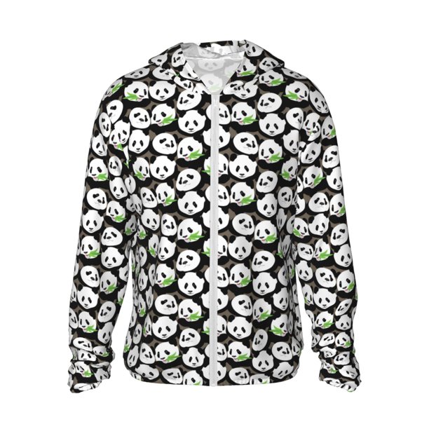 Fotbe Panda Bear Chaqueta con Protección Solar UPF 50+ para Hombre y Mujer, Camisa con Capucha y Bolsillos-Medium