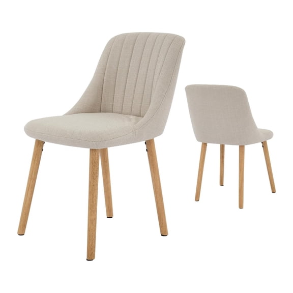 Dining Chairs Set of 2,Modern Fabric Upholstered Kitchen Chairs withso lidOak Legs,Weight Capacity 300lbs,Easy Clean Fabric,Ergonomic Curved Backrest