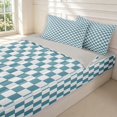 thumbnail image 3 of Manfei Minimalist Check Zipper Full Size Comforter Sets with Fitted Sheet and 2 Pillowcases,Classic Plaid Zipper Bedding Set,Blue White,Light Gray Reversible,4pcs, 3 of 8