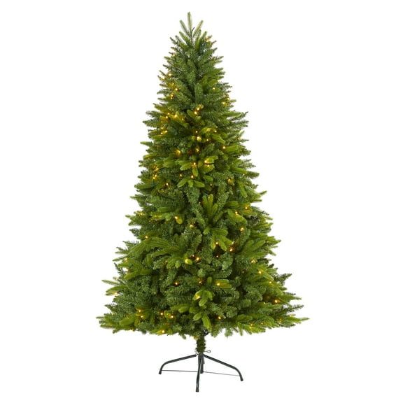 Nearly Natural 6ft. Sun Valley Fir Artificial Christmas Tree with 300 Clear LED Lights