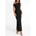 thumbnail image 4 of PRETTYGARDEN Womens Floral One Shoulder Maxi Dress Summer Spring Bodycon Ruched Side Slit Elegant Cocktail Party Dresses, 4 of 10