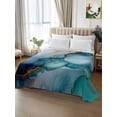 thumbnail image 2 of Teal Blue Marble Queen Size Flat Sheet, Wrinkleproof & Fadeproof Cooling Flat Bed Sheet Only, Abstract Artwork Aesthetic Breathable Soft Bedding Top Sheets 90 x 102 Inches, 2 of 8