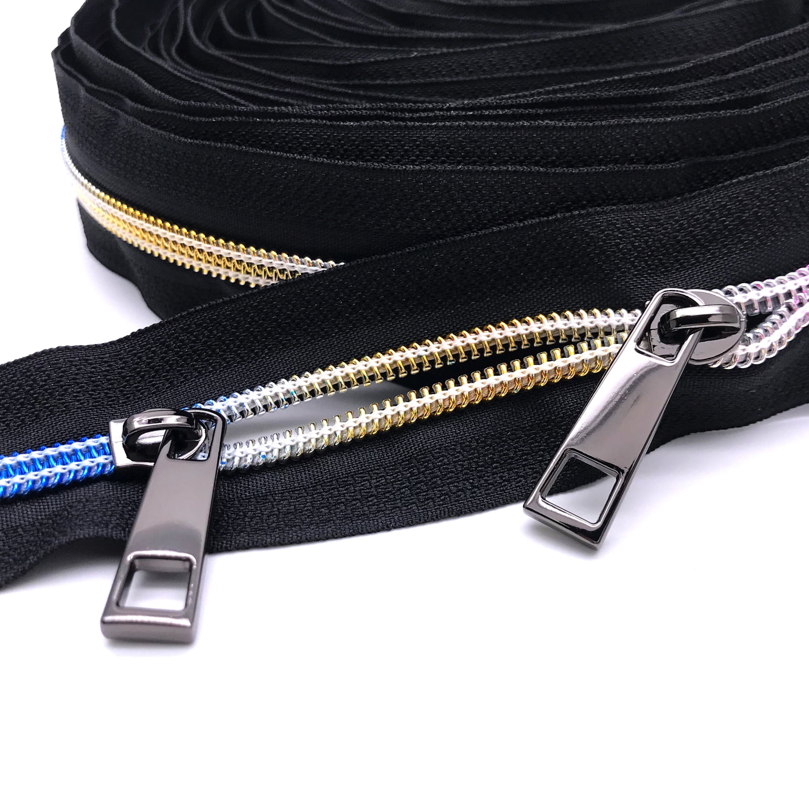 Hywei Hywei545 Goyunwell #5 Black Zipper Tape by The Yard Gold Zipper 10  Yard with 20pcs Zipper Pulls #5 Nylon Zippers for Sweing Bags and Purses