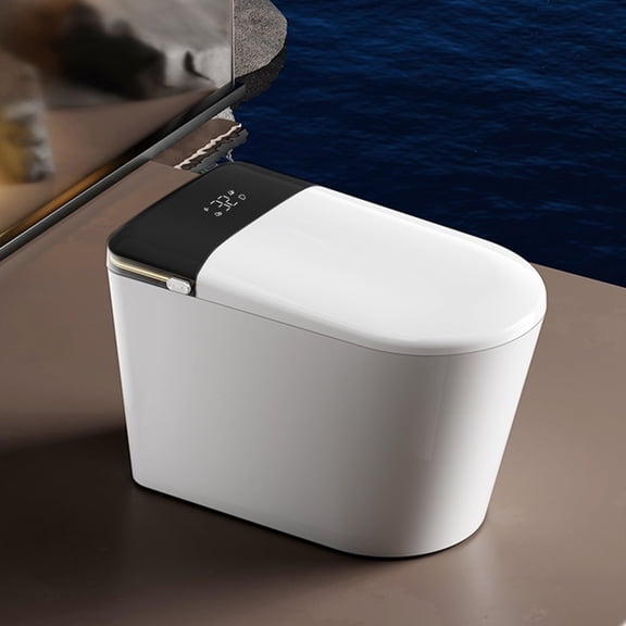Smart Toilet with Auto Flush, Heated Seat, Bidet Wash, Foot Sensor, Warm Water & Dryer