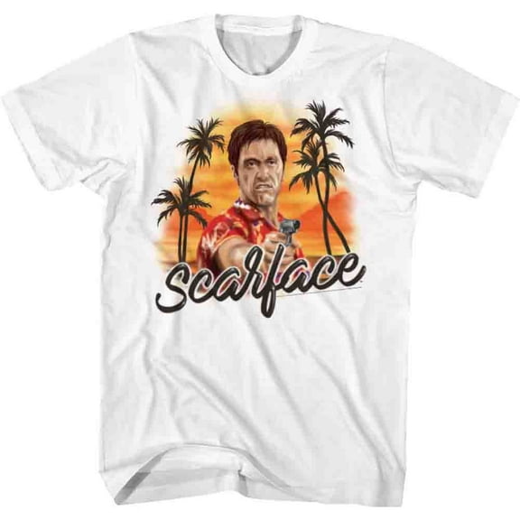 Scarface Airbrush White Adult T-Shirt 6Xl