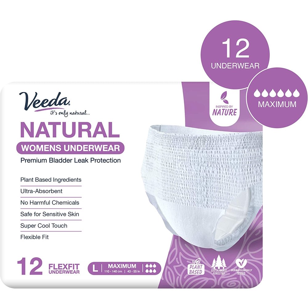 Veeda Natural Premium Incontinence Underwear for Women, for Bladder