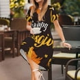 thumbnail image 3 of Honeii Happy Thanksgiving 1 Print Women’s Short Sleeve Dress, Comfortable Casual Dress, Soft Polyester Spandex Blend, Stylish Everyday Wear for Summer, Perfect for Travel and Vacation, 3 of 6