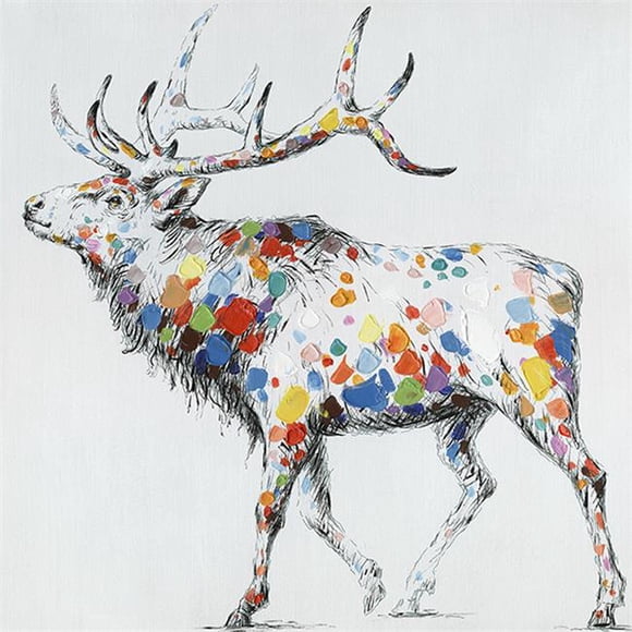 Collection de Cerfs de Couleur de 32 x 32 Po II Peinture à l'Huile Décor Mural
