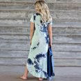 thumbnail image 2 of Nouvelle Robe Bohème Teinture sur Nœuds pour Femmes Manches Courtes Col en V Longue Robe Grande Taille Ample Décontractée Maxi Vestidos Robe de Soirée, 2 of 2