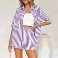 thumbnail image 2 of Bixock Maternity Pants,Womens Over The Belly Pants,Women's Maternity Clothing Two-piece Loose Striped Off Shoulder Shirt Top Shorts Set, 2 of 7