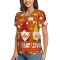 thumbnail image 5 of Yiaed Happy Thanksgiving Three Gnomes Print Women's T Shirt V-Neck Short Sleeve Shirt Casual Breathable Tee Summer Tops-3X-Large, 5 of 5