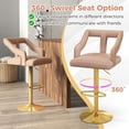 thumbnail image 3 of Resenkos Set of 2 Bar Chairs with Footrest and 2-Layer Electroplated Metal Base-Pink, Bar Height Stools, Bar Stools for Kitchen Island for Kitchen, Dining Room, 3 of 7