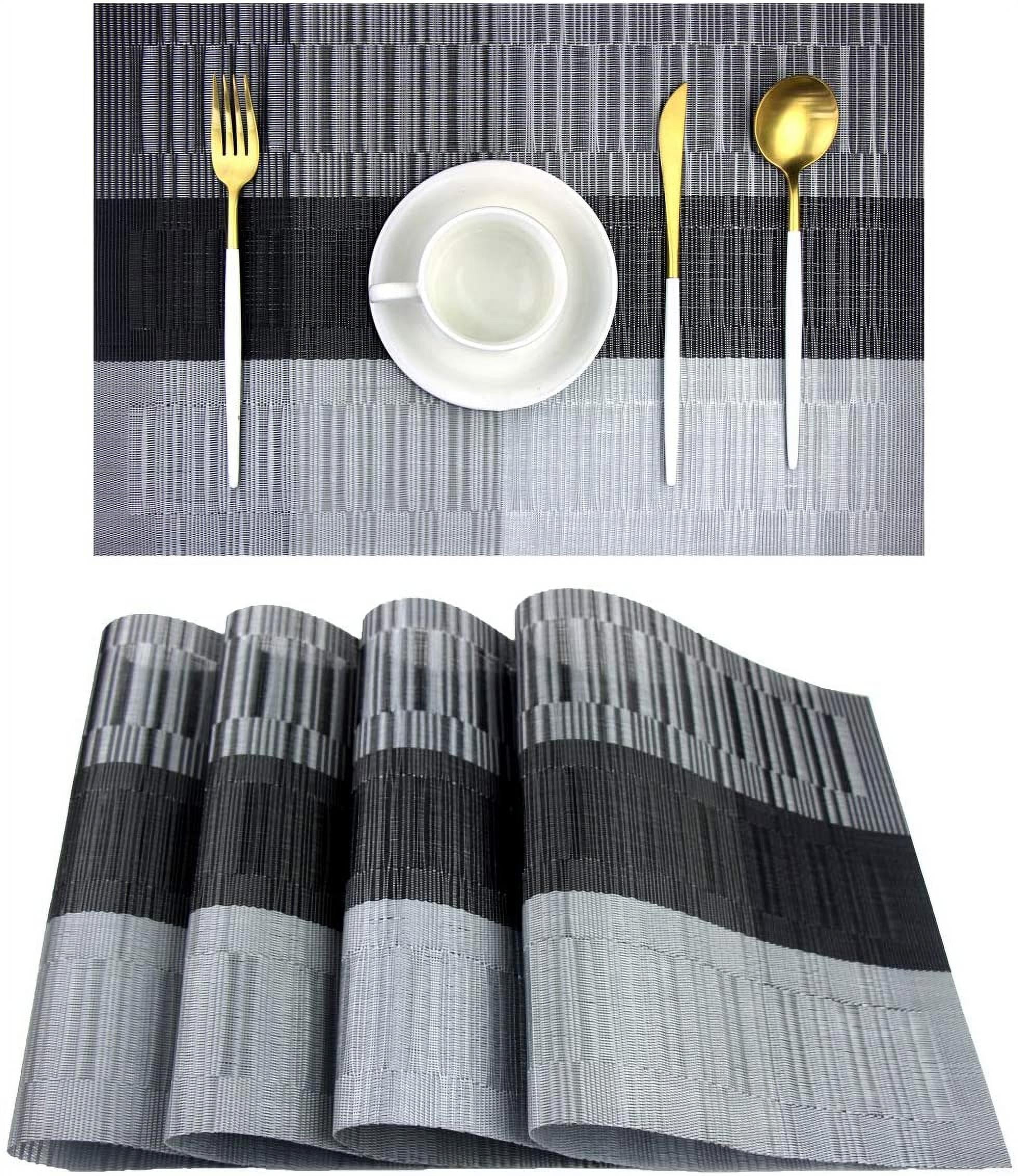 Set of 4 Placemats Modern Washable Vinyl Woven Table Mats Elegant