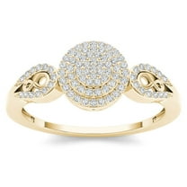 1/5ct TDW Diamond 10K Yellow Gold Halo Engagemet Ring