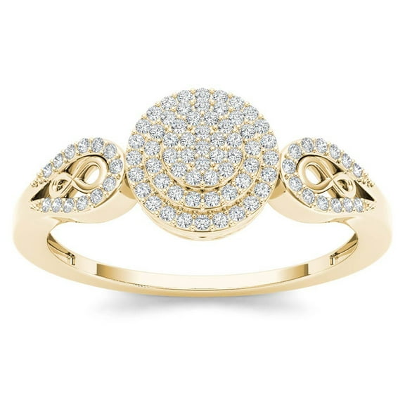 1/5ct TDW Diamond 10K Yellow Gold Halo Engagemet Ring
