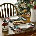 thumbnail image 4 of mubwai Buffalo Plaid Truck Merry Christmas Placemats Set of 6, 12x18 Inch Xmas Tree Winter Table Mats for Party Kitchen Dining Decoration, 4 of 6