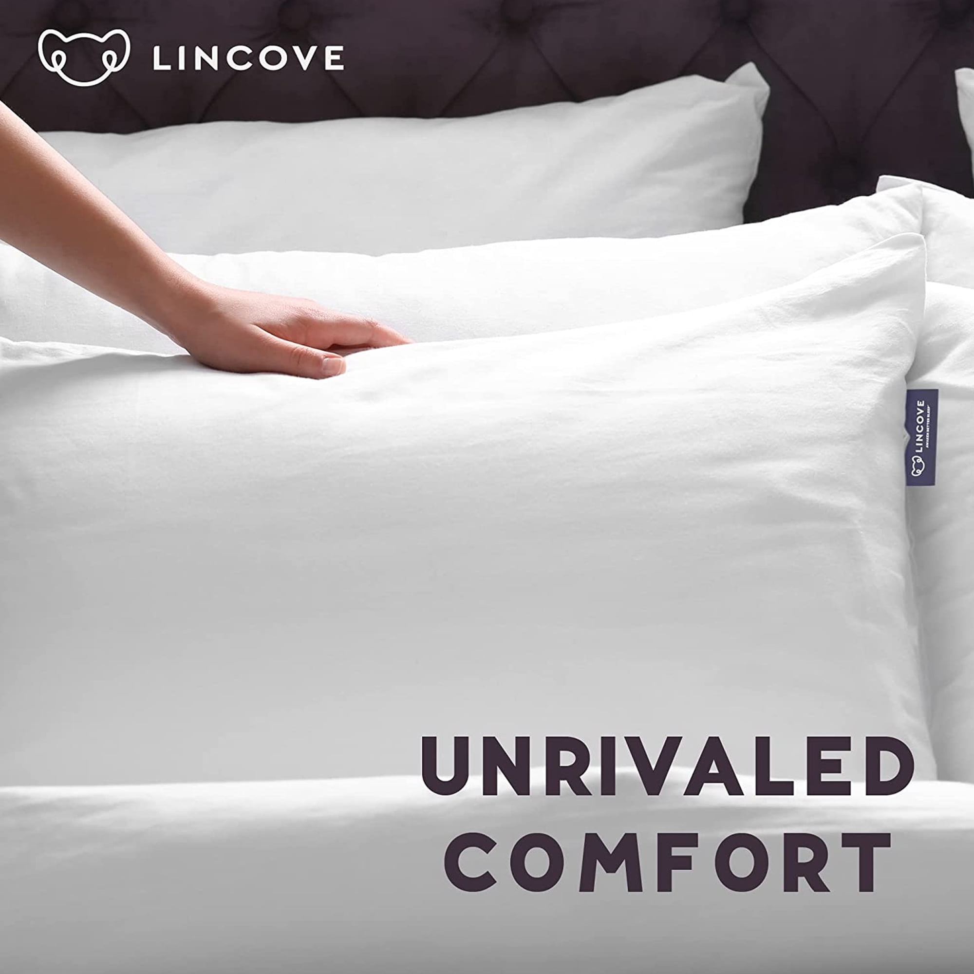 Lincove Resort Down Alternative Bed Pillows, King, 2-Pack, Medium Support, Hypoallergenic
