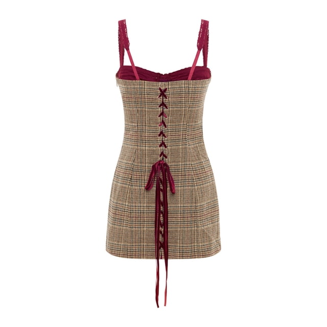 Minivestido Sexy a cuadros para mujer, ropa informal con tirantes finos, Espalda descubierta, temperamento, estilo inglés, novedad