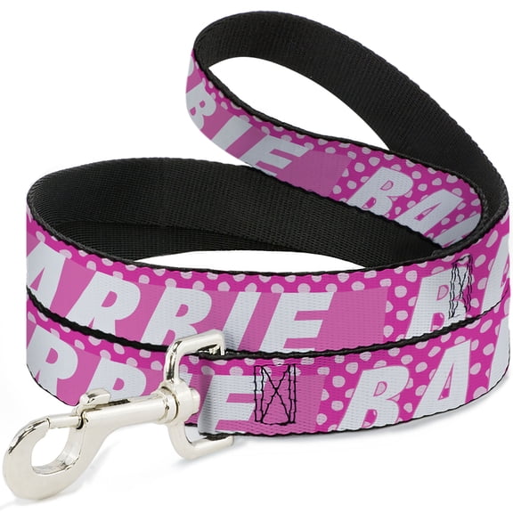 Mattel Pet Leash, Dog Leash, Barbie Text and Polka Dots Pinks White, 4 Feet Long 1.0 Inch Wide
