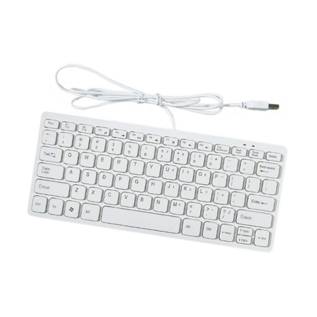 QualitChoice USB Wired Keyboard Small Comfortable Typing Computer Office for Home Desktop White 285x122x21mm