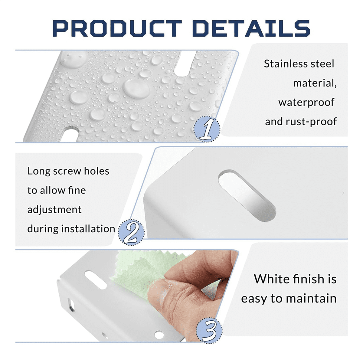 Heavy Duty Carbon Steel Fence Bracket with Screws for Vinyl Fencing Panel to Post Connection Rail Bracket Kit 4Pcs White