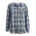 thumbnail image 3 of Flannel Shirt for Women Plaid Hooded Shacket Jacket Coat Women's Plaid Button Long Sleeve Drawstring Hoodie Overshirt Jacket, 3 of 4