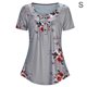 thumbnail image 1 of Camiseta estampada Mujer Verano Cuello redondo Blusa de manga corta Top suelto, Gris, S Methold AP001352-06, 1 of 7