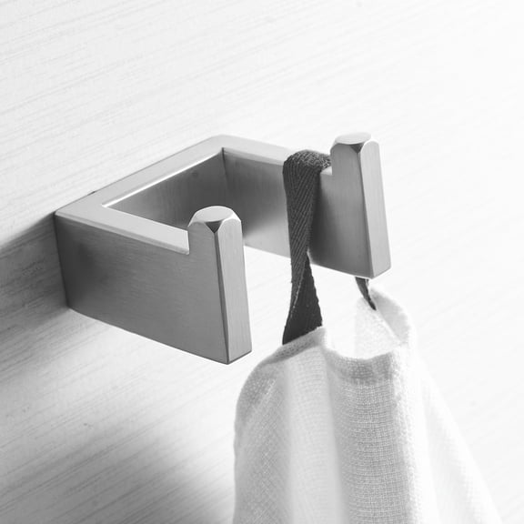 Bathroom Towel Rack Simple Double Towel Hook, SUS304 Stainless Steel Bath Towel Holder, Bathroom Double Robe Hook, Hand Towel Hanger Wall Mount, Brushed Nickel,Bathroom Mirror
