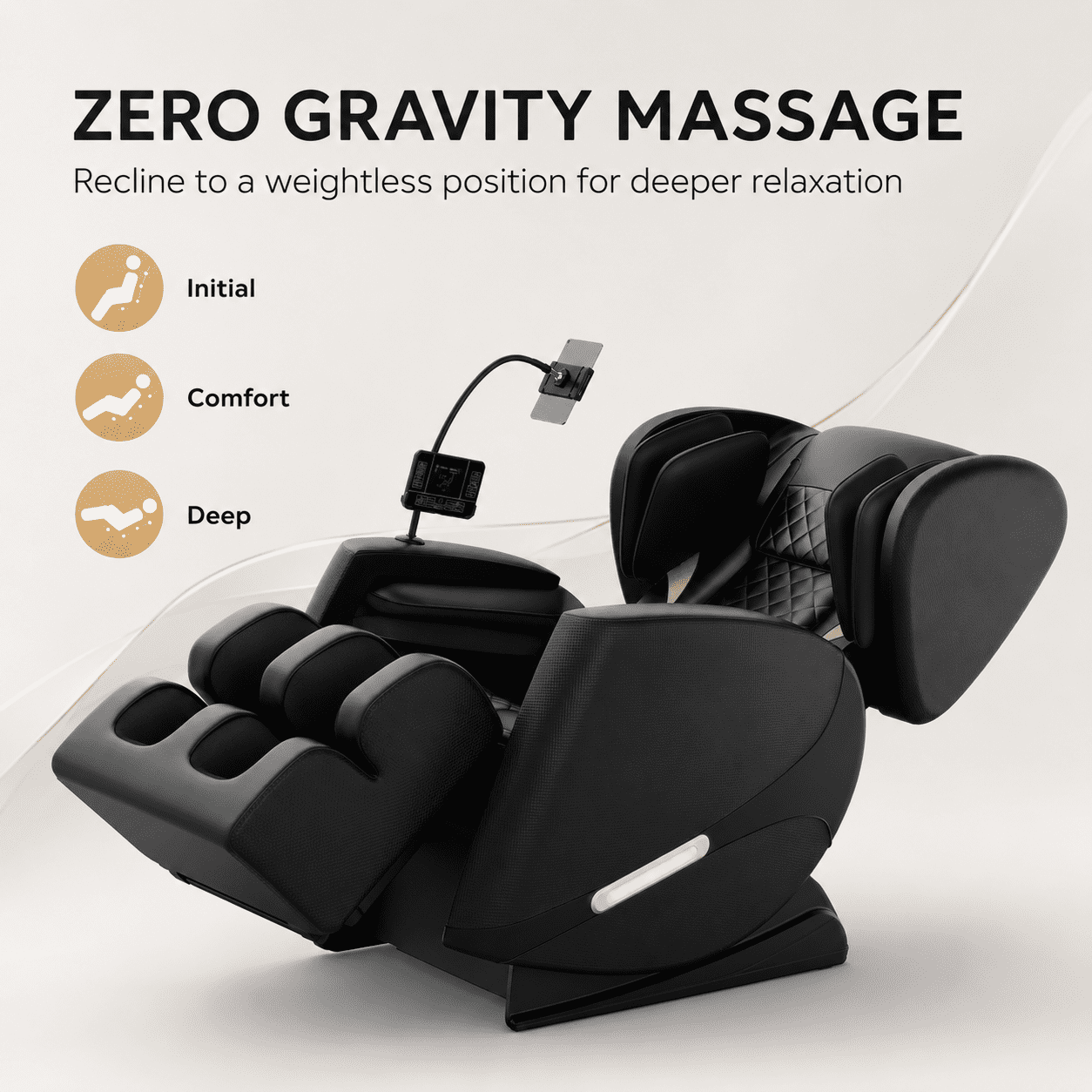 Aenkyo Full Body Zero Gravity Massage Chair Recliner with 6 Fixed Rollers, Foot Massage, Heating and Bluetooth, Black