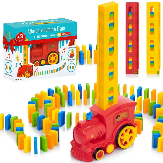 Juego automático Domino Train Atlasonix, 300 fichas de dominó para niños de 3 a 5 años