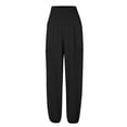 thumbnail image 4 of Clearance!BKQCNKM Wide Leg Pants Woman Lounge Pants Women Baggy Pants Ladies Solid Color Pocket Waist High Waist Loose Casual Leggings Long Pants Casual Pants Black 3XL, 4 of 4