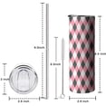 thumbnail image 5 of 20oz Pink and Black Argyle Pattern Skinny Tumblers Stainless Steel Tumbler with Lid and Straw,Vacuum Insulated Double Wall Travel Tumbler Cups with Cleaning Brush for Coffee,Tea, 5 of 6