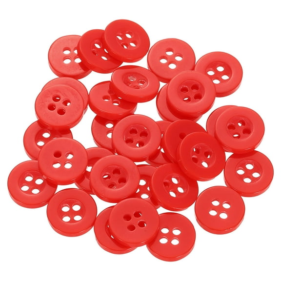 60pcs 18L Sewing Buttons 15/32"(11.5mm) Resin Round Flat 4-Hole Craft Replacement Buttons for Sewing Clothing and DIY, Red