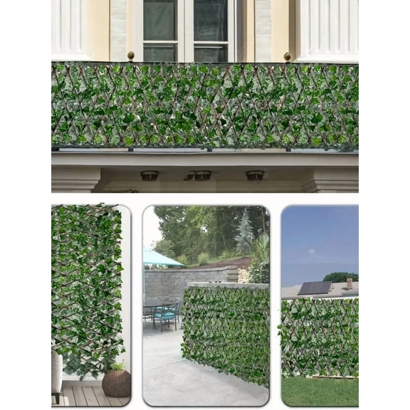 1pc Retractable Planter Fence, Artificial Garden Plant Fence, Vine Privacy Fence for Home Patio Decoration