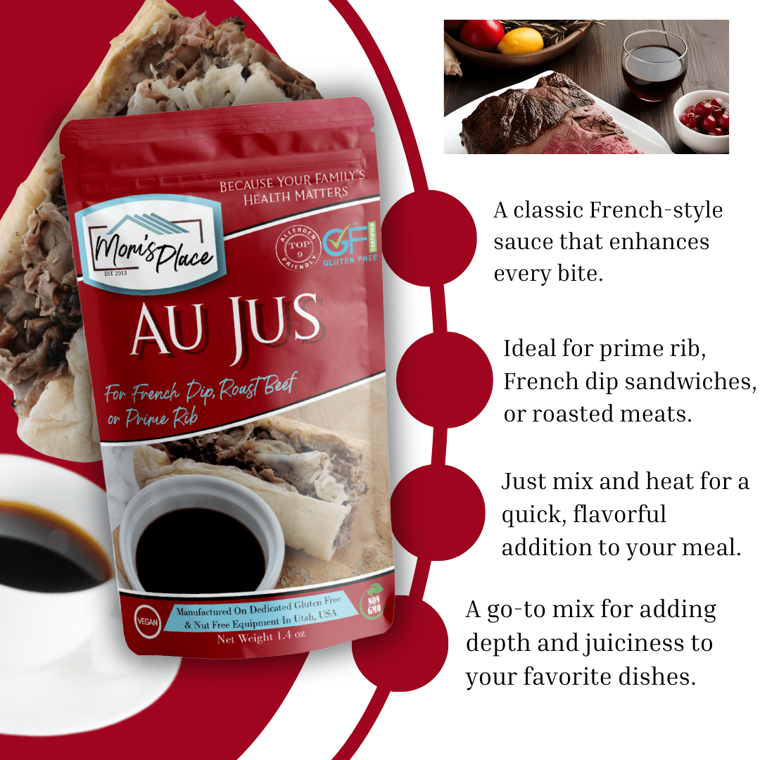 Mom’s Place Gluten-Free & Dairy Free Au Jus Mix, Vegan, Nut Free & Soy Free, 16 servings, 1.4 oz.