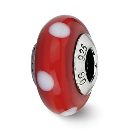 Mia Diamonds 925 Sterling Silver Reflections Red with White Dots Italian Murano (Best Red Dot For M1a Scout)