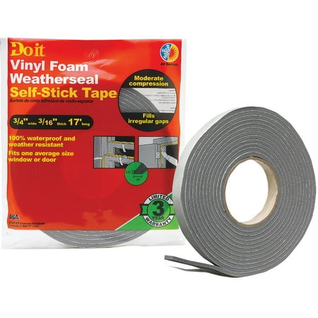 

Do it Best 3/4 W x 3/16 T x 17 L Charcoal Foam Weatherstrip Tape