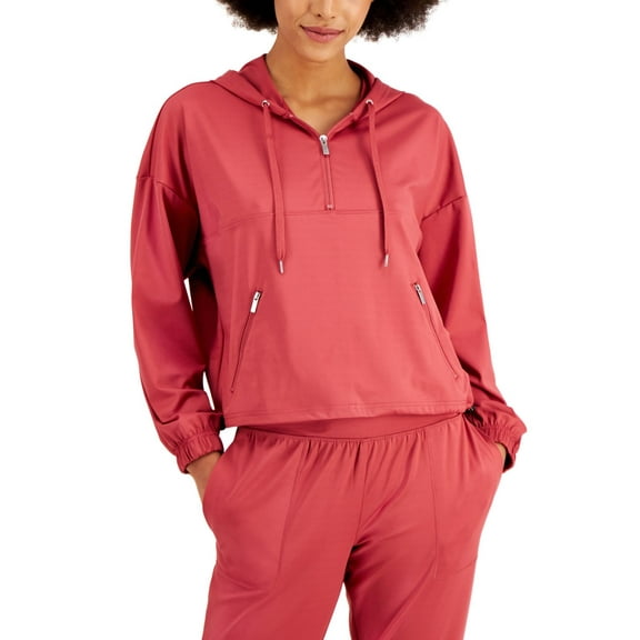 Ideology Womens Activewear Cropped Quarter-Zip Hoodie;XX-Large