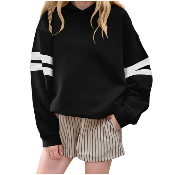 BFHHYA Kids Colorblock Crew Neck Sweatshirt Boys Girls Loose Long Sleeve Pullover Solid Color Casual Athletic Top for Fall Winter Lazy Weekends(3-14Y)