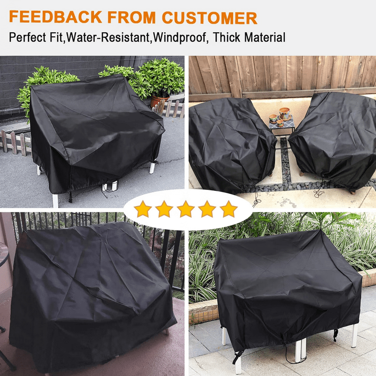 Adirondack Chair Covers Waterproof 2 Pack Patio Chair Covers Patio Chair Covers for Outdoor Furniture Fits up to 35W x 39D x 31H Inches Black