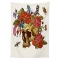 thumbnail image 3 of Ambesonne Gothic Tablecloth Rectangular Table Cover, Skull Flowers Bees, 60"x90", Multicolor, 3 of 4