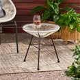 thumbnail image 2 of Noble House Nusa Outdoor Tempered Glass Top Faux Rattan Side Table in White, 2 of 11
