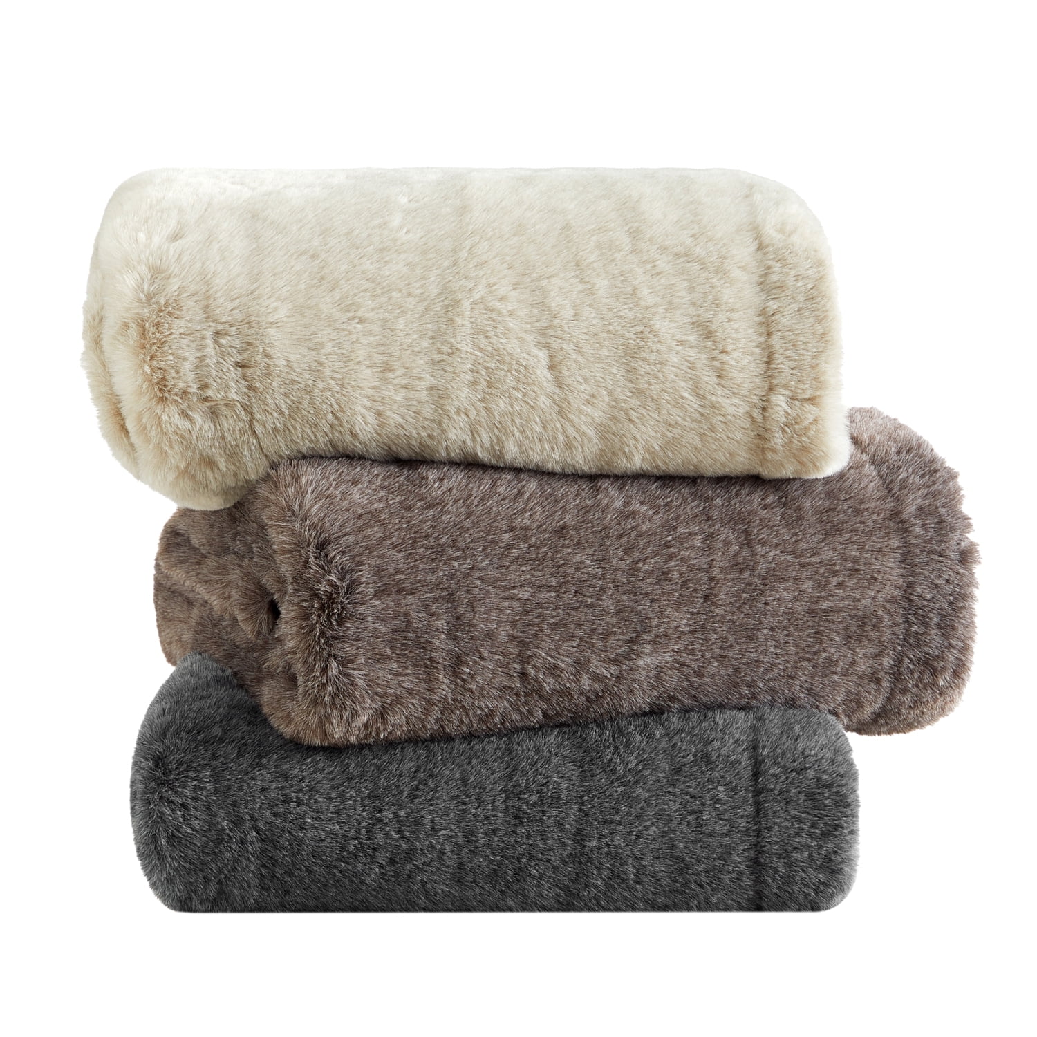 Cozy Haven Luxury Heathered Cationic Faux Fur Oversized Couch Throw Blanket, Brown, 50 x 72 in