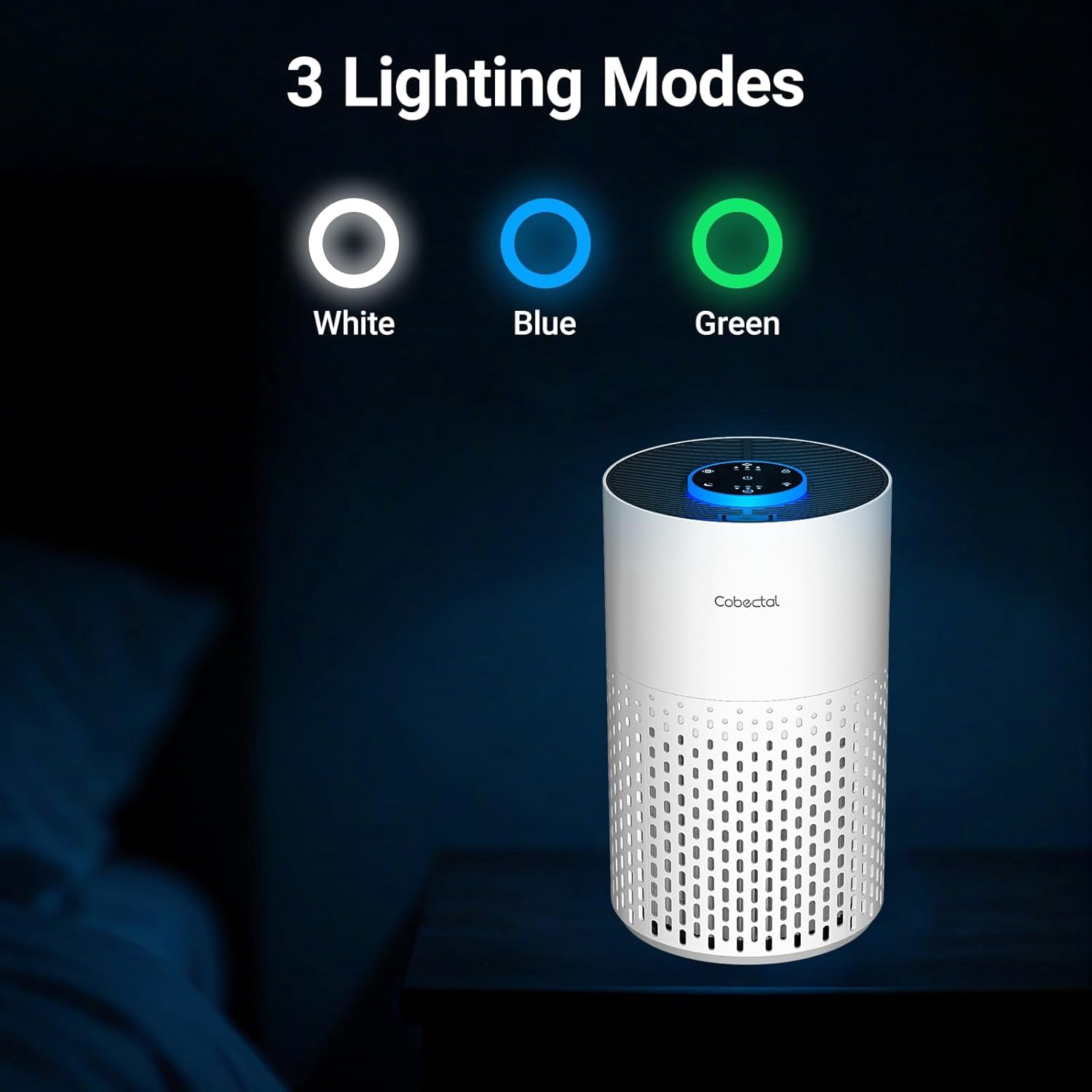 2 Pack Purifiers for Bedroom Home with H14 True HEPA Filter, 3-in-1 Filtration System for Room to 1050 ft², Sleep Mode & Function, Portable Cleaner for Office Dorm RV White